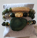 Green Agate slab stack
