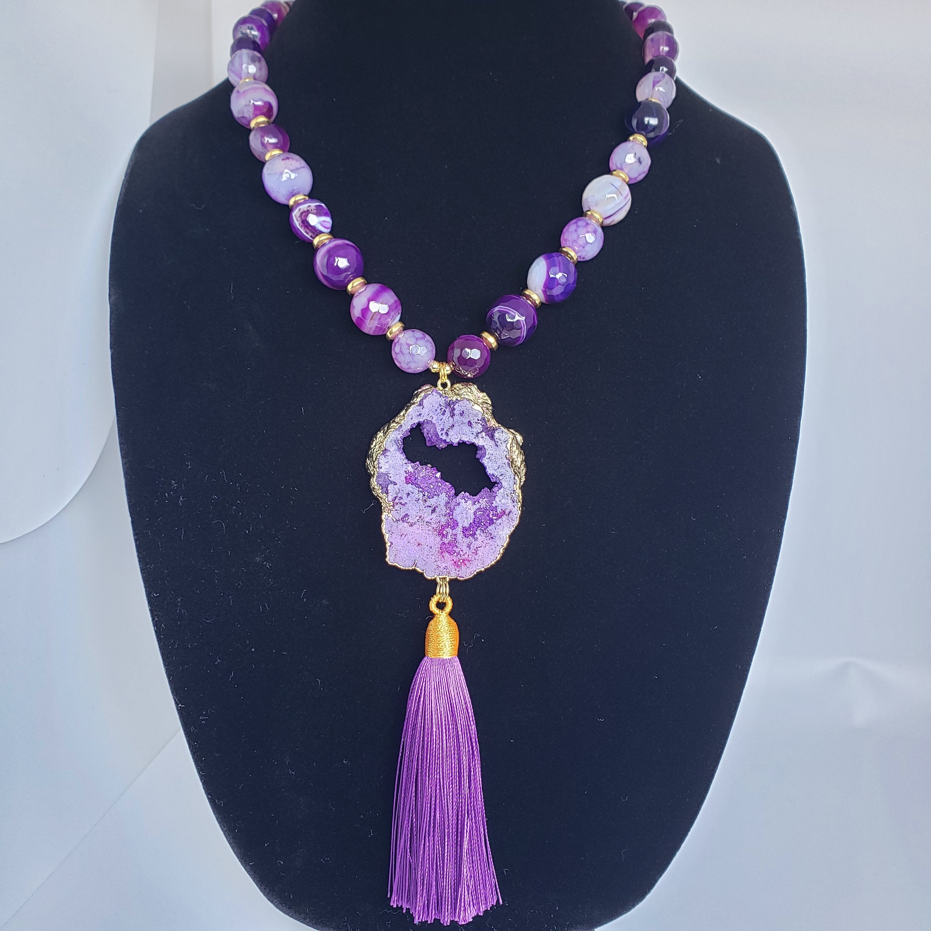 Purple Druzy Tassel