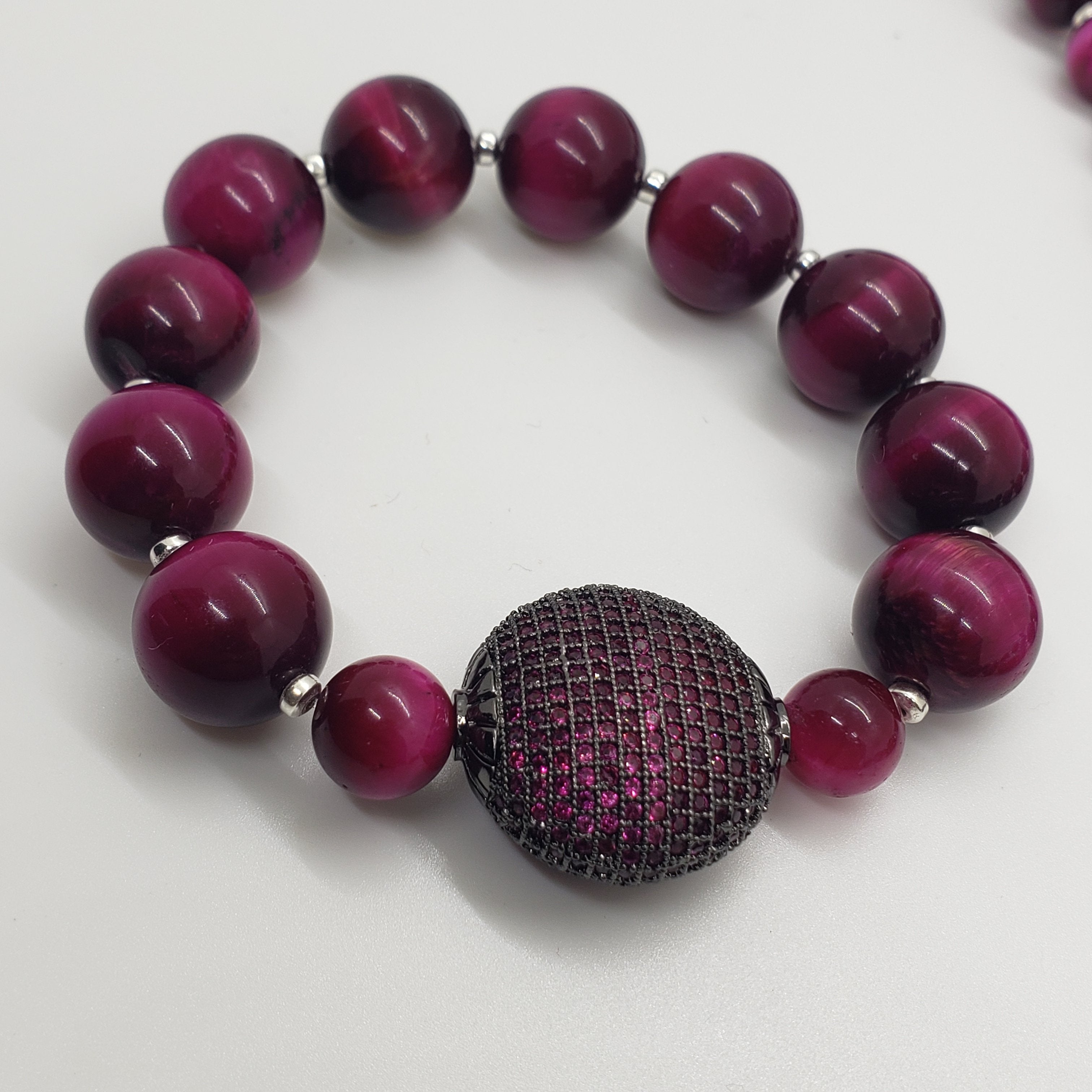 Pave Heart Tiger Eye