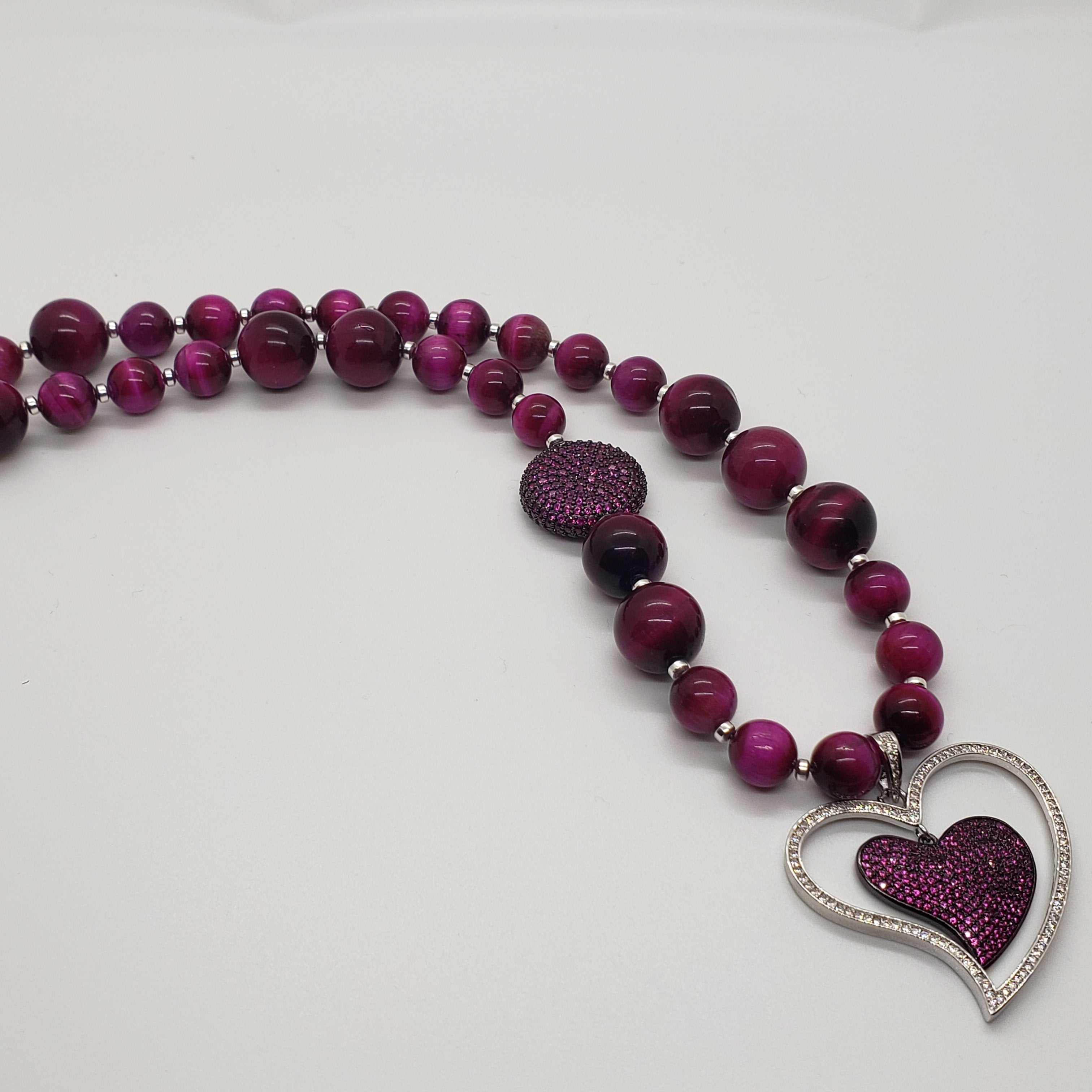 Pave Heart Tiger Eye