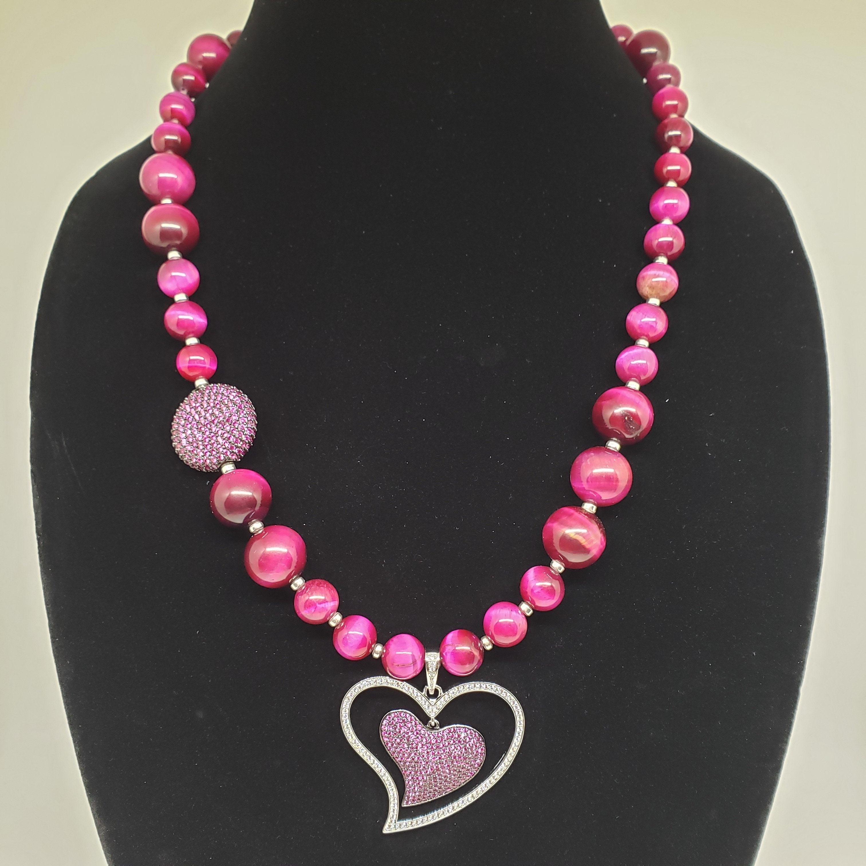 Pave Heart Tiger Eye