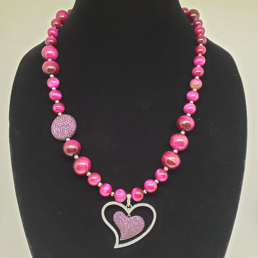 Pave Heart Tiger Eye